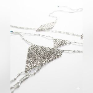 Hand-Constructed “Silver Moonlight” Beaded Couture Set – Adjustable Size 2-12